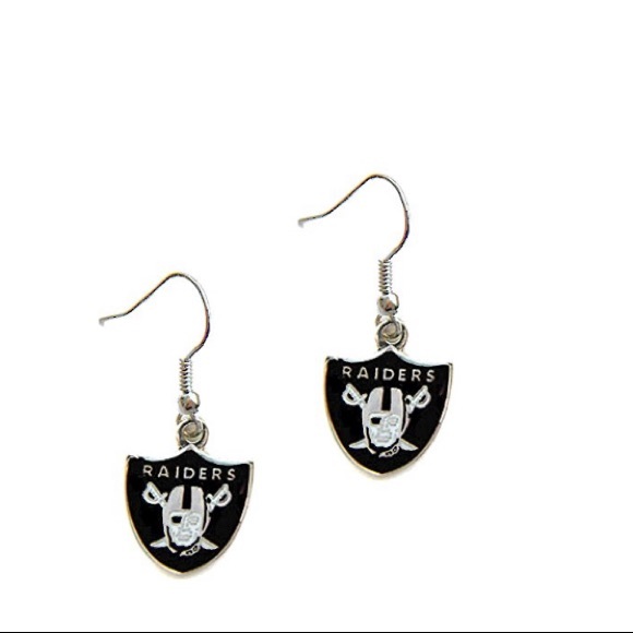 Las Vegas Raiders Iconic Small Shield Logo Dangle Earrings - Picture 4 of 4